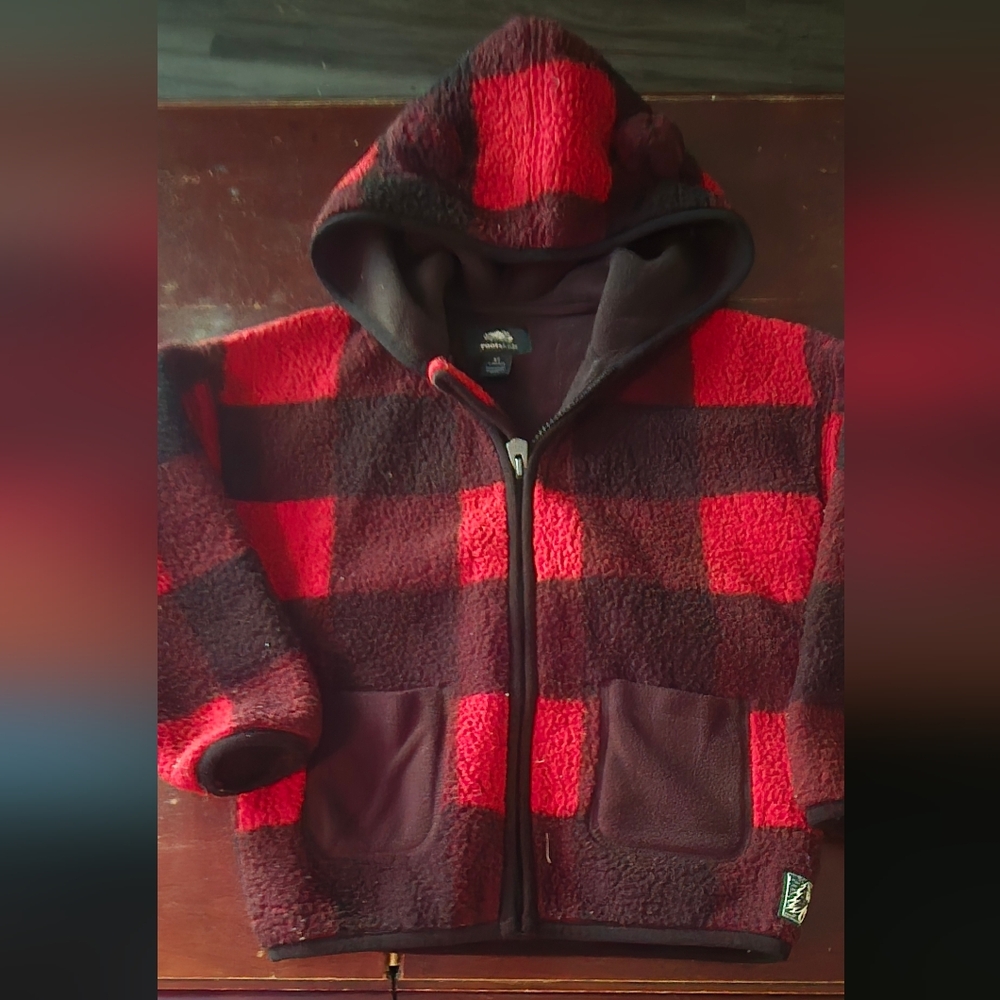 Roots Red and Black Checkered Kids Hoodie